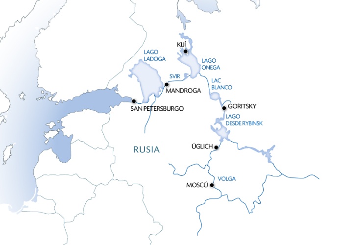 Mapa del Crucero Fluvial por el río Volga (Rusia) RUSIA CRUCEROS FLUVIALES MOSCU SAN PETERSBURGO OFERTA DESCUENTOS PALACIO PETERHOF SAN PETERSBURGO RUSSIA CRUISES CREUERS RUSSIA